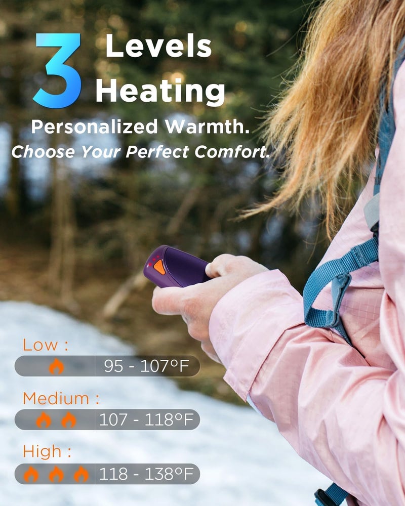 vimwing Hand Warmers Rechargeable with Charge Case, 2 Packs 14,000mAh Electric Hand Warmer Battery Powered Dual Sided Reusable Long Battery Life Portable Pocket Heater Gifts for Men Women Golf, Hunting Gear - Image 4
